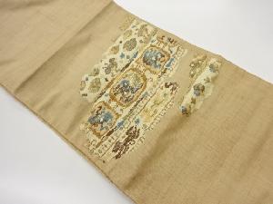 手織り紬抽象模様織出し名古屋帯